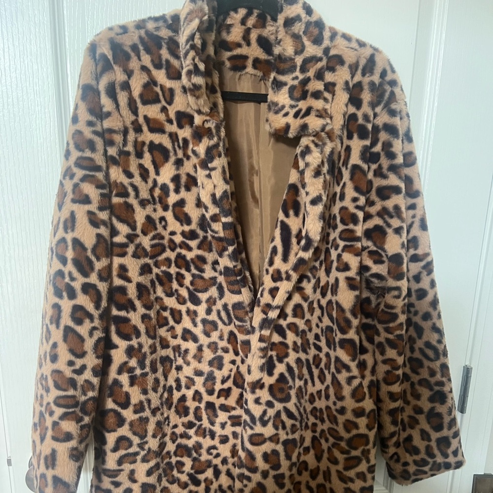 Leopard Print Faux Fur Coat
